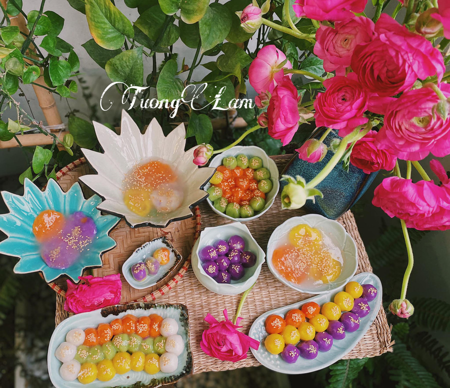 Bánh trôi đủ màu sắc đẹp mắt của mẹ đảm Nguyễn Thùy Linh.