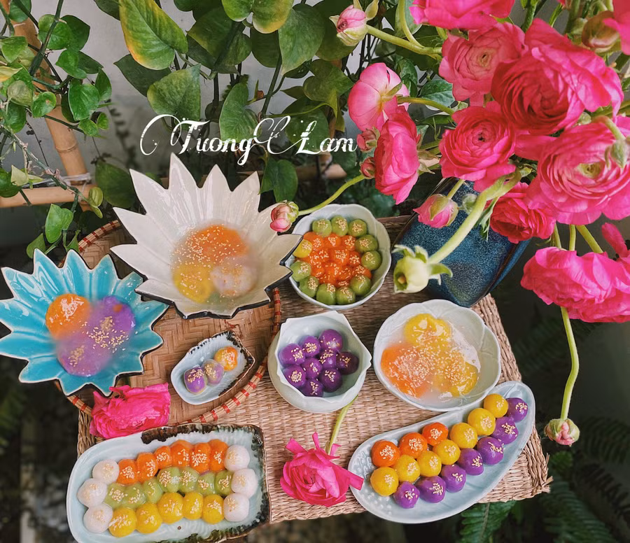 Bánh trôi đủ màu sắc đẹp mắt của mẹ đảm Nguyễn Thùy Linh.