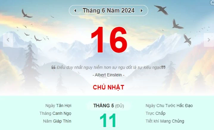 Lịch âm hôm nay - Xem lịch âm ngày 16/6