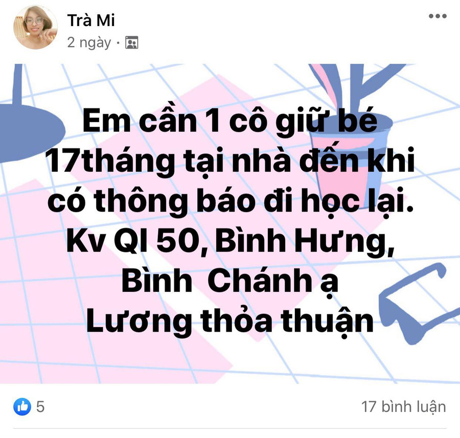 Nhu cầu cần người giữ con để đi làm của phụ huynh là rất lớn Nhu cầu cần người giữ con để đi làm của phụ huynh là rất lớn