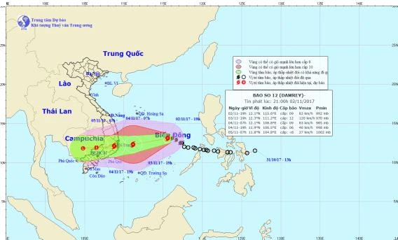 Dự báo thời tiết 3/11: Bão di chuyển mạnh, vùng gần tâm bão giật cấp 15