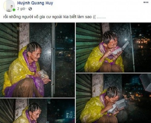 Người đàn ông vô gia cư lạc lõng trong đêm mưa bão đổ bộ Sài Gòn khiến dân mạng nghẹn ngào - Ảnh 1 Người đàn ông vô gia cư lạc lõng trong đêm mưa bão đổ bộ Sài Gòn khiến dân mạng nghẹn ngào - Ảnh 1