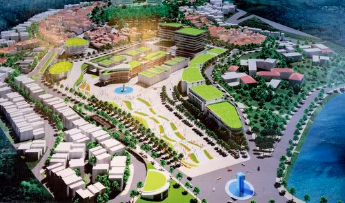 Phối cảnh quy hoạch khu Trung tâm Hòa Bình. Ảnh chụp màn hình.