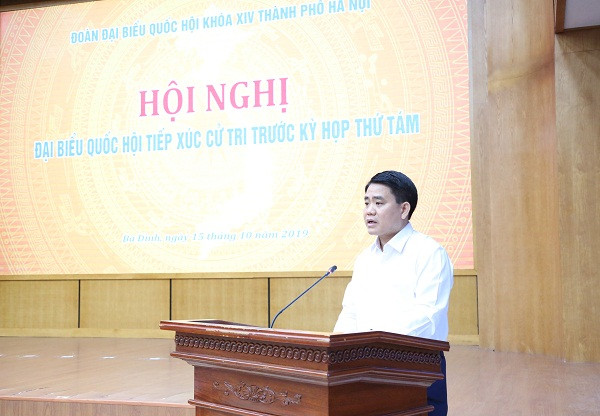 Chủ tịch Hà Nội Nguyễn Đức Chung giải đáp một số nội dung liên quan đến Hà Nội. Ảnh: Thùy Linh Chủ tịch Hà Nội Nguyễn Đức Chung giải đáp một số nội dung liên quan đến Hà Nội. Ảnh: Thùy Linh
