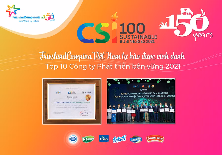 Tập đoàn sở hữu sữa cô gái Hà Lan được vinh danh top 10 doanh nghiệp phát triển bền vững