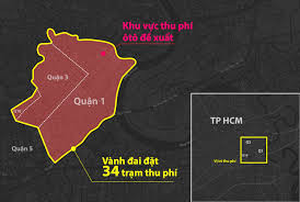 Khu vực thu phí được đề xuất (bên trong đường màu đỏ). Đồ họa: Hoàng Khánh.