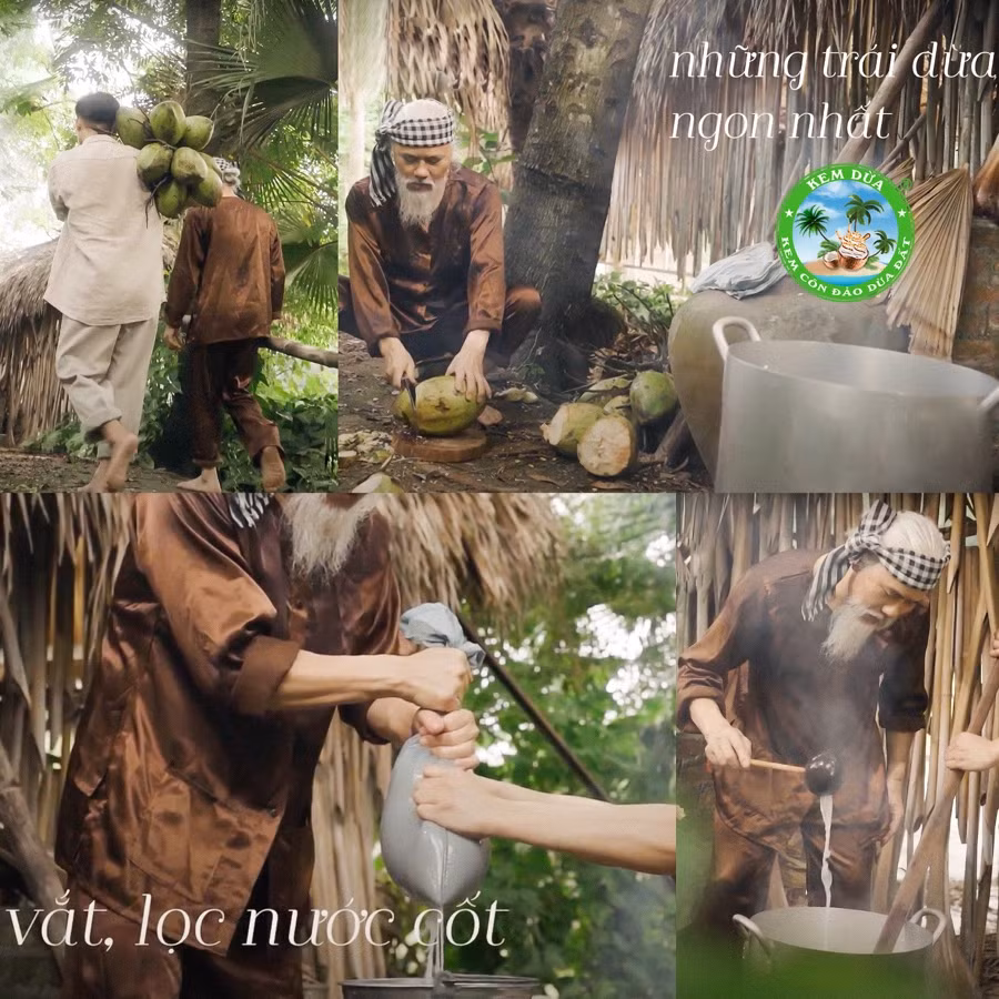 Ông lão quả cảm và chàng cai ngục chăm chút tạo ra món kem dừa danh bất hư truyền.