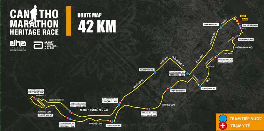 Sơ đồ cung đường chạy cự ly 42km của cuộc thi. Sơ đồ cung đường chạy cự ly 42km của cuộc thi.