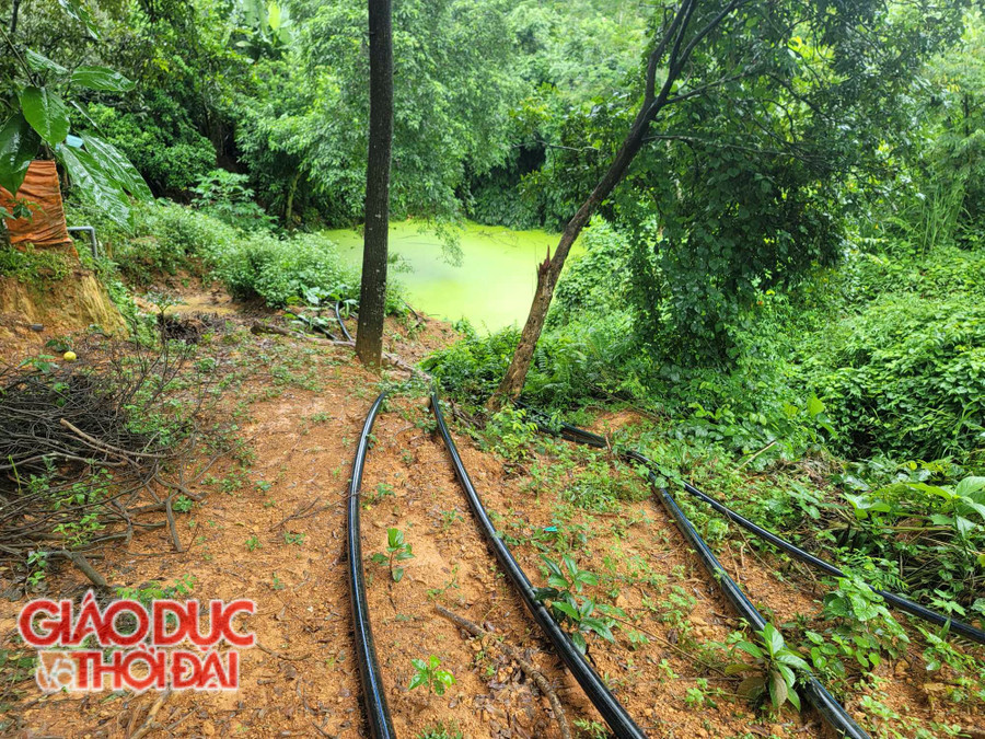 Những đường ống nước phục vụ việc khai thác vàng. (Ảnh: NT) Những đường ống nước phục vụ việc khai thác vàng. (Ảnh: NT)