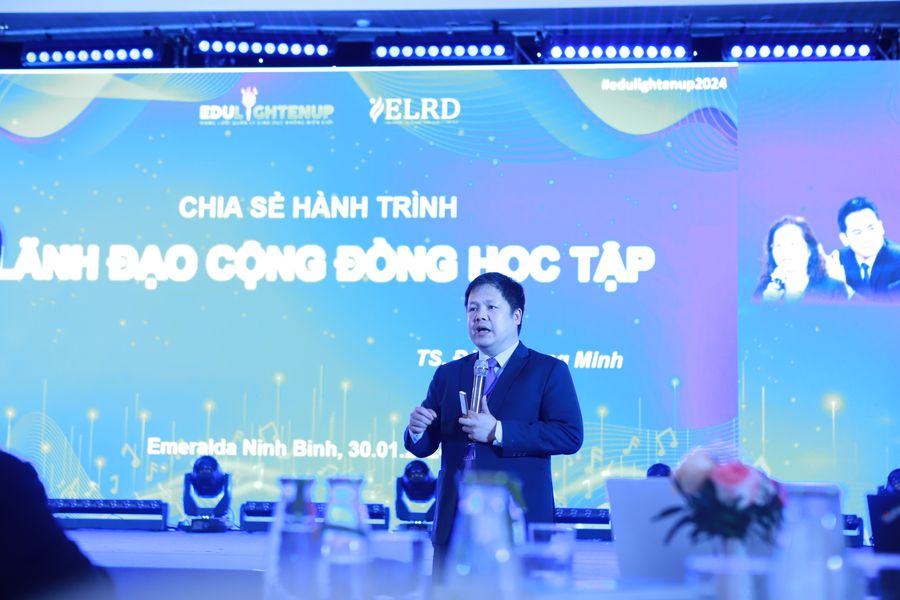 TS Đàm Quang Minh - Phó Tổng Giám đốc Tập đoàn Giáo dục Equest trao đổi tại hội thảo.