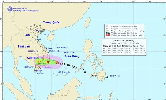  Bão sẽ đi vào đất liền các tỉnh Khánh Hòa - Ninh Thuận - Bình Thuận