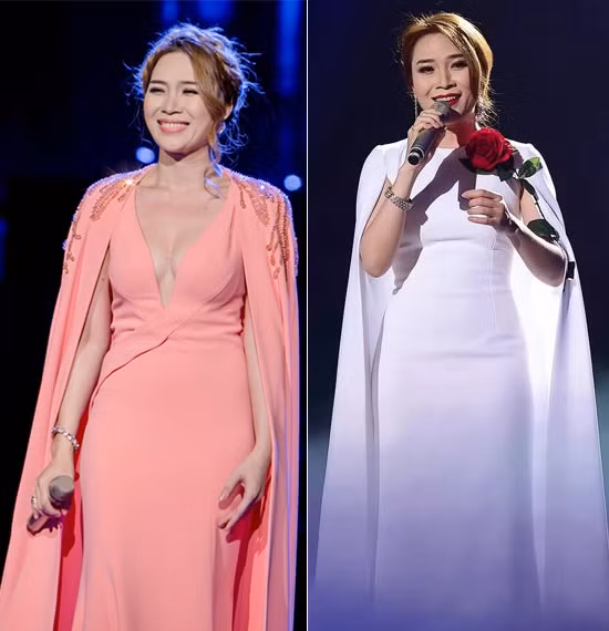 Các mẫu váy dáng cape được cô sử dụng trên sân khấu vô cùng quý phái và sang chảnh. Các mẫu váy dáng cape được cô sử dụng trên sân khấu vô cùng quý phái và sang chảnh.