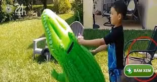 Đang chơi với phao hình cá sấu, không ngờ cá sấu thật ngay cạnh