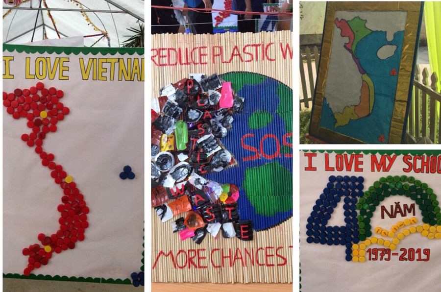 Các sản phẩm được làm từ nắp chai, túi ni lông, chai nhựa đã qua sử dụng