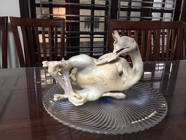 Chú gà với dáng lả lơi khiến dân mạng phì cười.