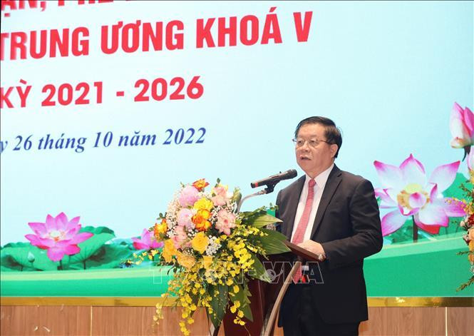 Đồng chí Nguyễn Trọng Nghĩa, Bí thư Trung ương Đảng, Trưởng Ban Tuyên giáo Trung ương phát biểu tại buổi lễ. Ảnh: Phương Hoa/TTXVN