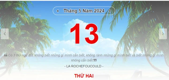 Lịch âm hôm nay - Xem lịch âm ngày 13/5