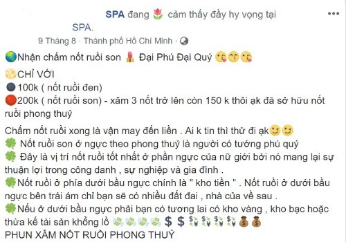 Những quảng cáo xămnốt ruồi phú quý tràn lan với giá rẻ. Những quảng cáo bánnốt ruồi phú quý tràn lan với giá rẻ. Ảnh: Internet.