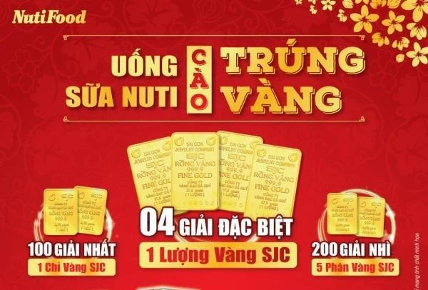 Uống sữa Nuti trúng ngay 1 lượng vàng SJC