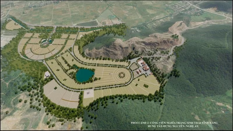 Phối cảnh dự án Công viên nghĩa trang sinh thái vĩnh hằng tại xã Hưng Tây.