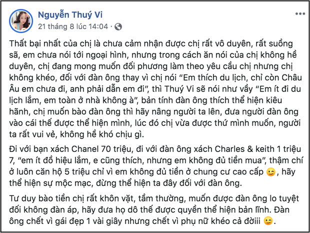 Thúy Vi, tình địch cũ của Midu gây sốc khi công khai lợi dụng, chơi xấu bạn bè ảnh 2 Thúy Vi tự tin chia sẻ quan điểm,