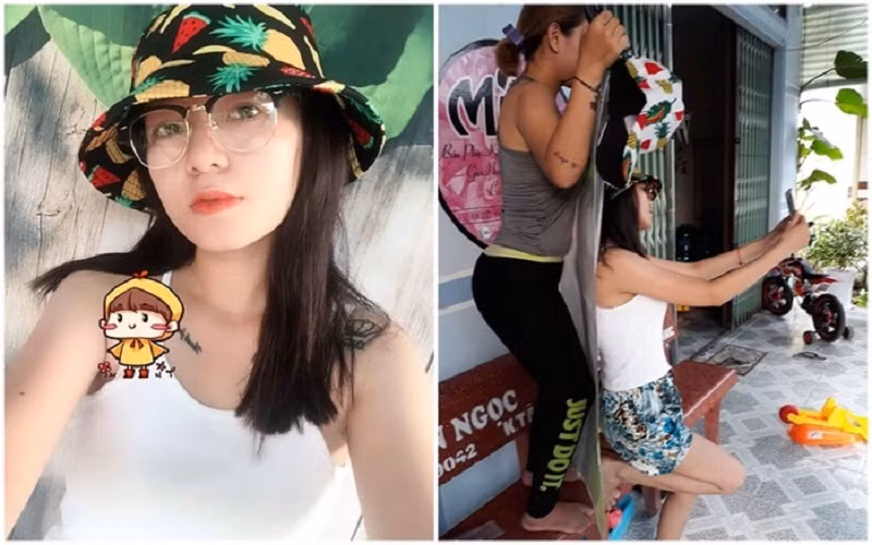 Nhìn ảnh cứ tưởng cô bạn đang đi biển... nhưng thực chất chỉ là chụp ở cửa nhà thôi mà.