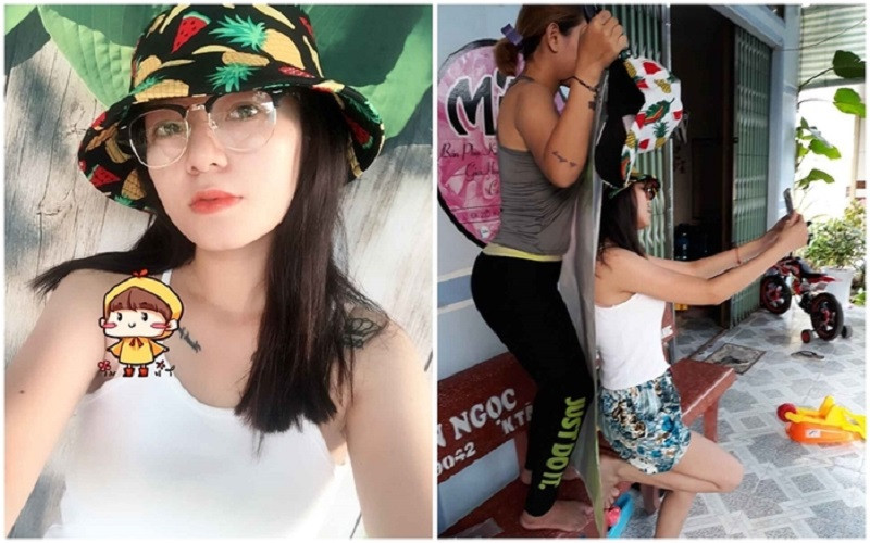 Nhìn ảnh cứ tưởng cô bạn đang đi biển... nhưng thực chất chỉ là chụp ở cửa nhà thôi mà.