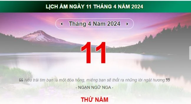 Lịch âm hôm nay - Xem lịch âm ngày 11/4