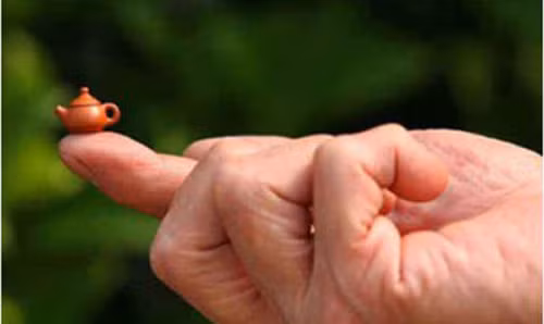 Ấm trà được xem là nhỏ nhất thế giới: nặng 1,4gr, nằm vừa vặn trên đầu ngón tay. nhung-thu-nho-xiu-kho-tin-tren-khap-the-gioi-7