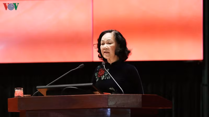 Trưởng Ban Dân vận Trung ương Trương Thị Mai phát biểu tại Hội thảo - Ảnh: VOV