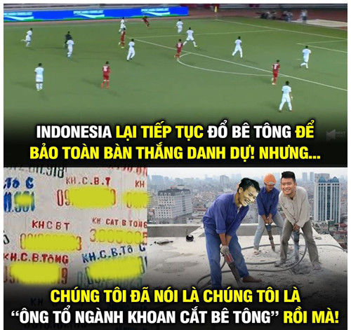 Đổ bê tông chẳng là gì với cầu thủ Việt Nam. Đổ bê tông chẳng là gì với cầu thủ Việt Nam.