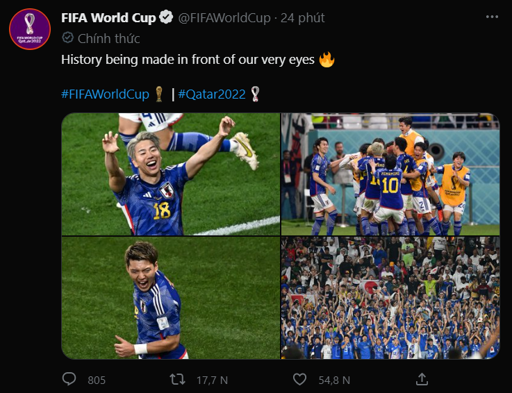 Tài khoản chính thức của FIFA World Cup: Lịch sử đang được tạo nên trước mắt của tất cả chúng ta. Tài khoản chính thức của FIFA World Cup: Lịch sử đang được tạo nên trước mắt của tất cả chúng ta.