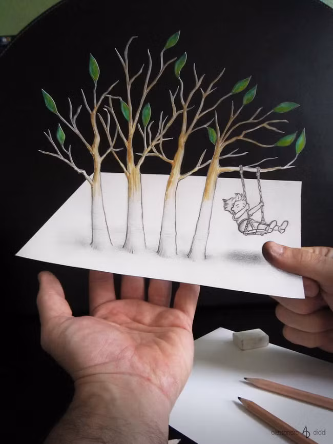 Những bức tranh 3D nửa thật nửa giả gây ảo giác mạnh cho người xem - Ảnh 2.