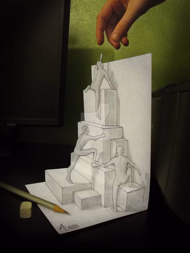 Những bức tranh 3D nửa thật nửa giả gây ảo giác mạnh cho người xem - Ảnh 14.