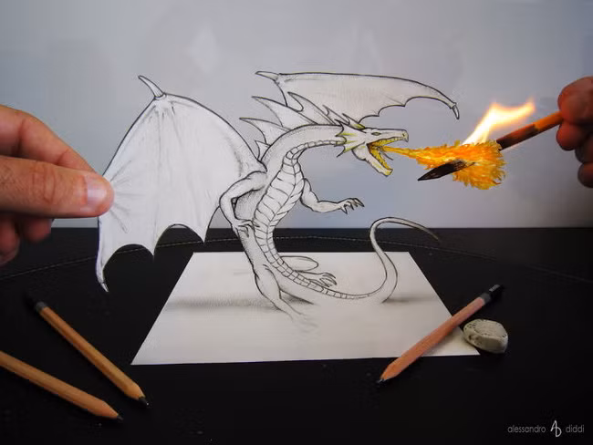 Những bức tranh 3D nửa thật nửa giả gây ảo giác mạnh cho người xem - Ảnh 5.