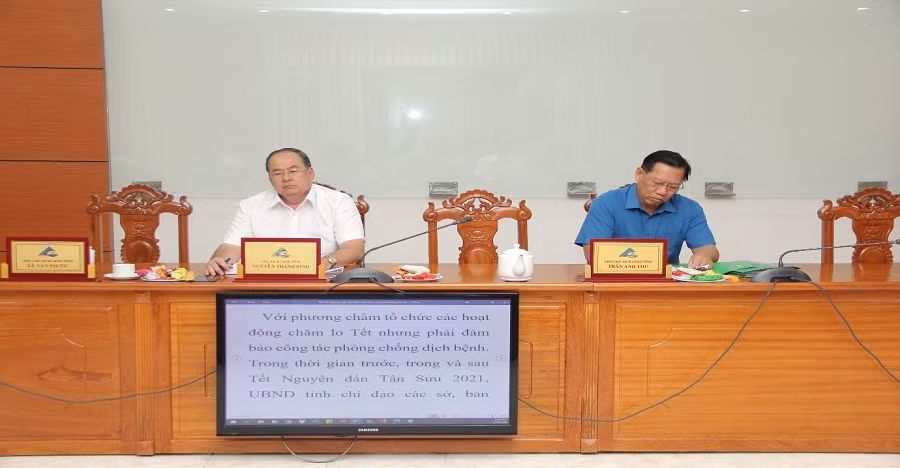 Ông Nguyễn Thanh Bình, Chủ tịch UBND tỉnh tại cuộc họp (Cổng TTĐT An Giang).