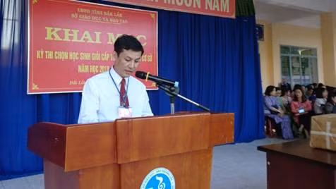 Ông Nguyễn Hoàng Chương – Trưởng phòng KTKĐCLGD-CNTT Sở GDĐT Phát biểu khai mạc Kỳ thi