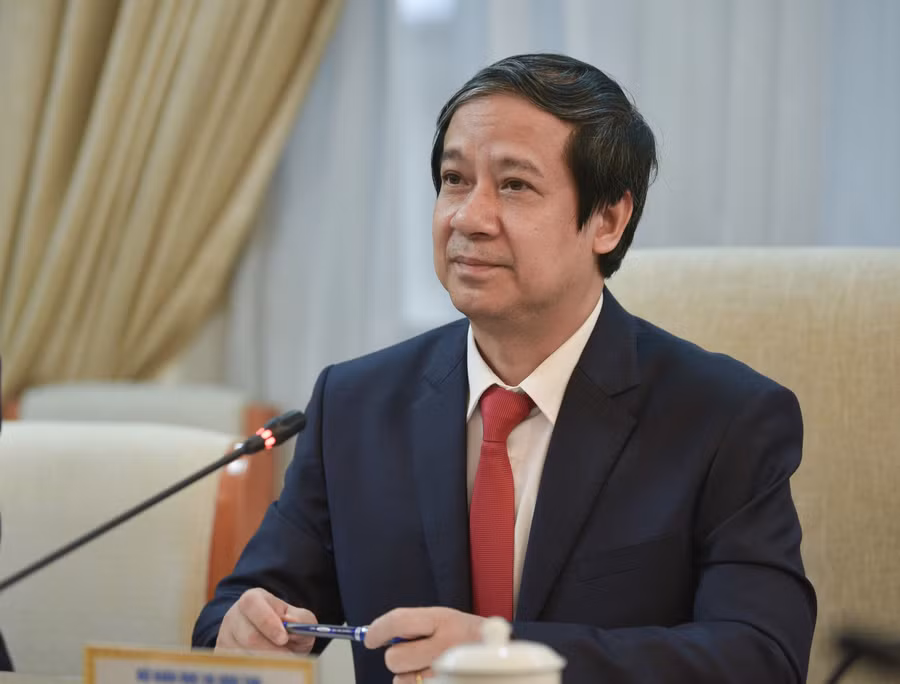 Bộ trưởng Bộ Giáo dục và Đào tạo Nguyễn Kim Sơn phát biểu tại buổi tiếp.