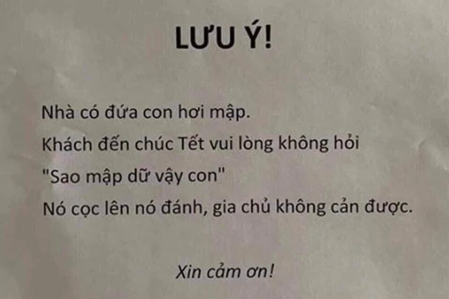 Những tấm bảng "bá đạo" nhắn gửi khách đến chơi nhà trong dịp Tết