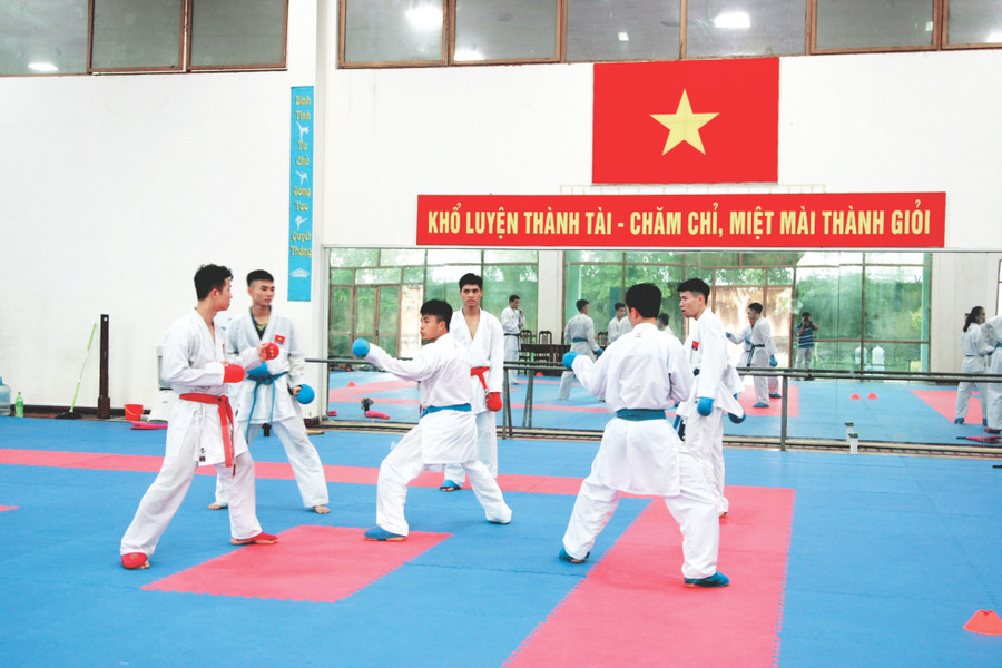Các vận động viên Karatedo tập đối kháng