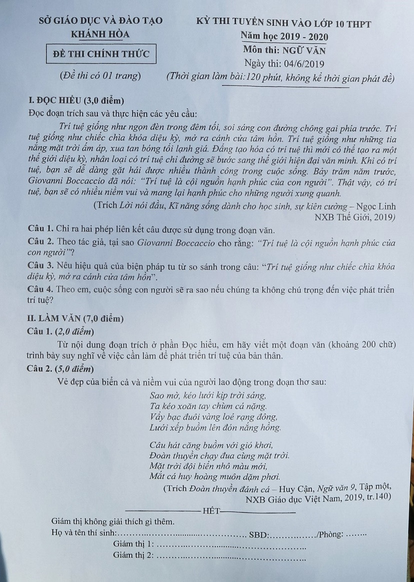 Môn Ngữ văn được thí sinh đánh giá vừa sức học Môn Ngữ văn được thí sinh đánh giá vừa sức học