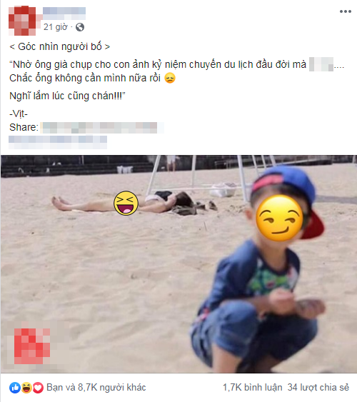 Bức ảnh cậu con trai nhờ ông bố chụp giúp khiến nhiều người hào hứng.