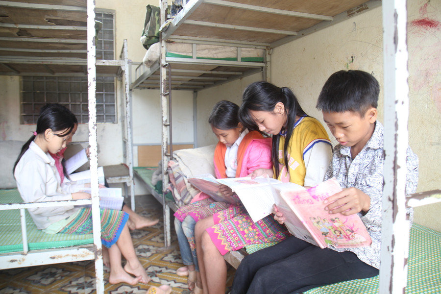 Học sinh bán trú của trường phổ thông DTBT Tiểu học Hồng Thu.