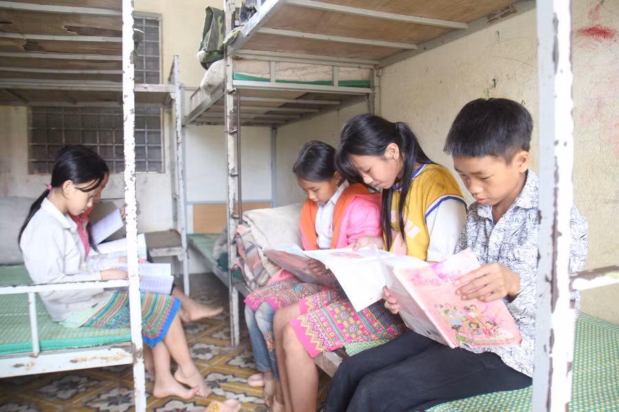 Học sinh bán trú của trường phổ thông DTBT Tiểu học Hồng Thu.