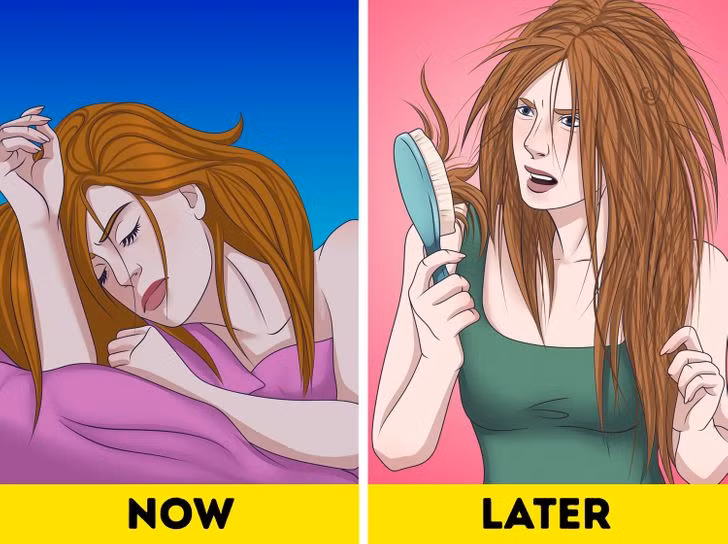 Không nên để tóc xõa khi đi ngủ (hình minh họa).