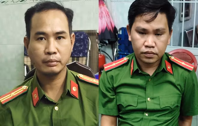 Các cảnh sát giả bị bắt giữ. Ảnh: công an cung cấp