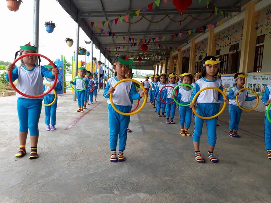  Học sinh trường Mầm non Kỳ Sơn đã yên tâm với những hoạt động thường ngày ở trường.