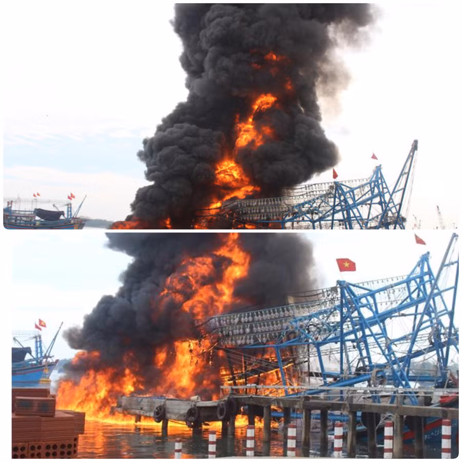  Quảng Nam: Tàu câu mực 10 tỷ của ngư dân bốc cháy bị thiêu rụi hoàn toàn