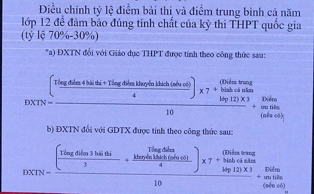 Công thức tính điểm xét tốt nghiệp cho hai đối tượng học sinh THPT và học sinh hệ GDTX Công thức tính điểm xét tốt nghiệp cho hai đối tượng học sinh THPT và học sinh hệ GDTX