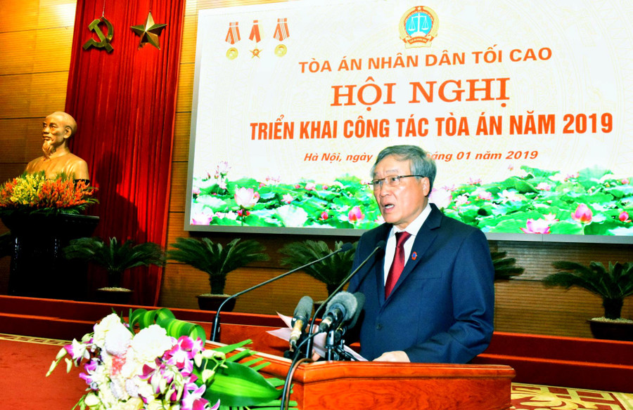 Chánh án TANDTC phát biểu khai mạc hội nghị.